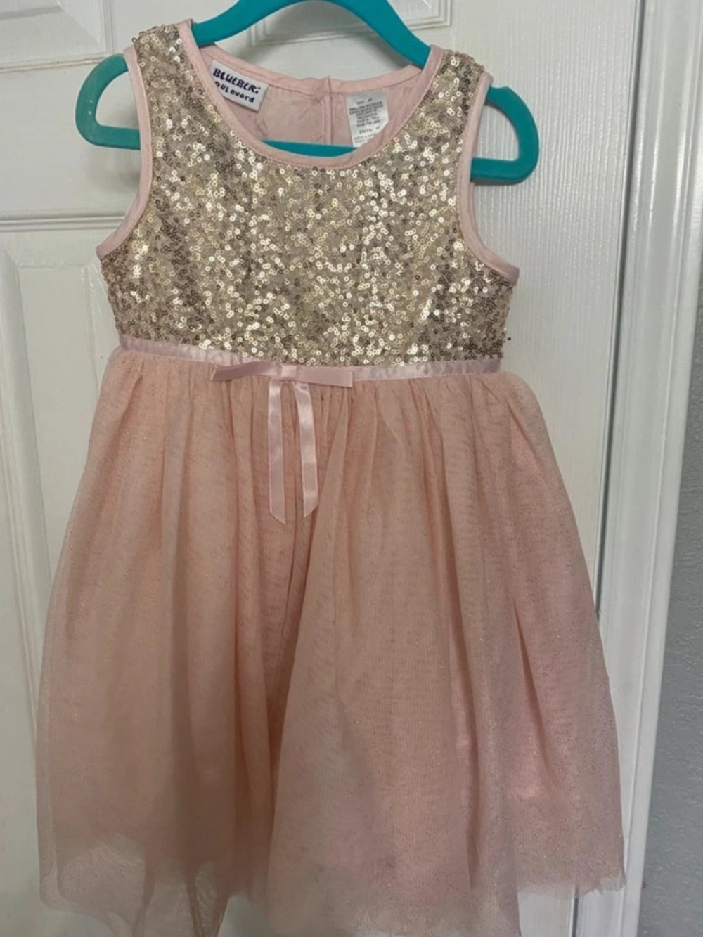 Rose Gold Sleeveless Sequin Bodice Tulle Party Dress
